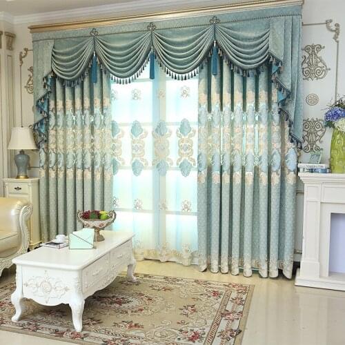 Jane Europe Curtains for Living Dining Room Bedroom Luxury Bedroom Valance Embroidery Yarn Window Chenille Fabric Custom