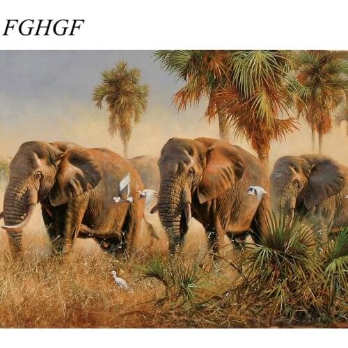 FGHGF Frameless Picture Elephant Painting By Numbers Home Decor DIY Coloring By Numbers On Canvas Fashion