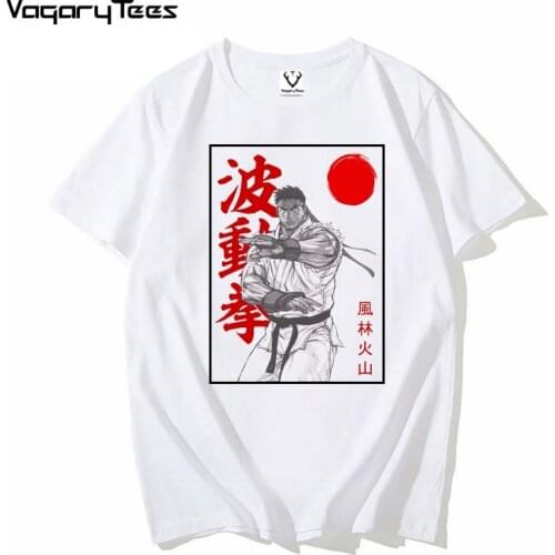 Japan Style Attacks T Shirt Men Women Teenage Fighter Ryu Ken Hadoken O-Neck Youth Top TShirt Games Videogame