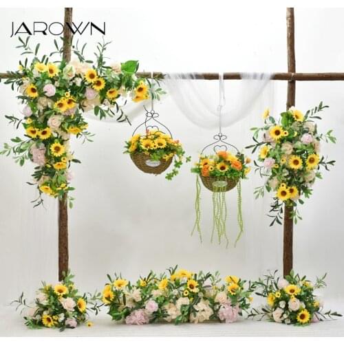 JAROWN Warm Sunflower Wedding Decoration Artificial Flower Row Arch Decor Flower Ball Centerpiece Home Party Decorative Flores