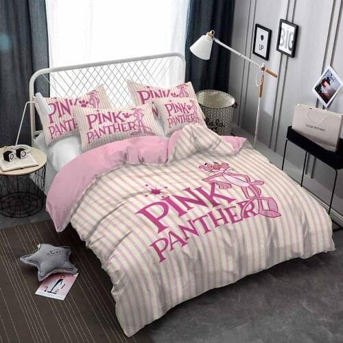 Pink Panther Prints Duvet Cover Home Textile Comforter Cover Bedding Sets King Queen Full Size Cute Quilt Cover for Girls Room