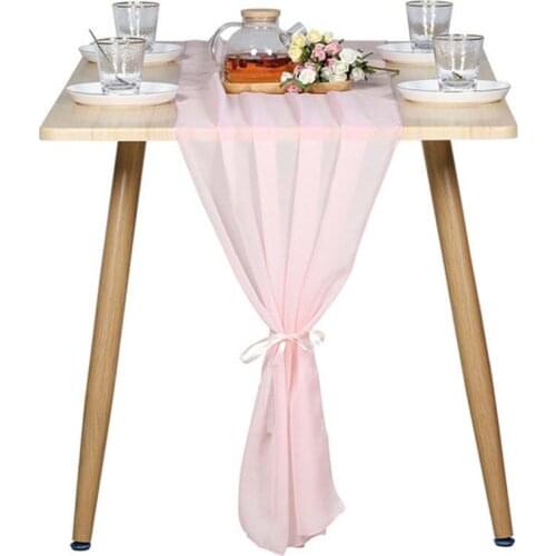 Mcao 1 Piece White Chiffon Table Runners 28x118 Inches Sheer Bridal Party Ceremony Romantic Wedding Reception Decorations TJ3805