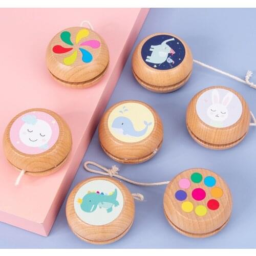 Cute Animal Prints Wooden Yoyo Toys Ladybug Toys Kids Yo Yo Creative Yo-Yo Toys for Children Wood Yoyo Ball 6cm Kids Toys