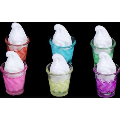 10pcs 1/12 Dollhouse Miniature Pretend Food Candy Color Ice Cream Cup Drink For Dollhouse Decal