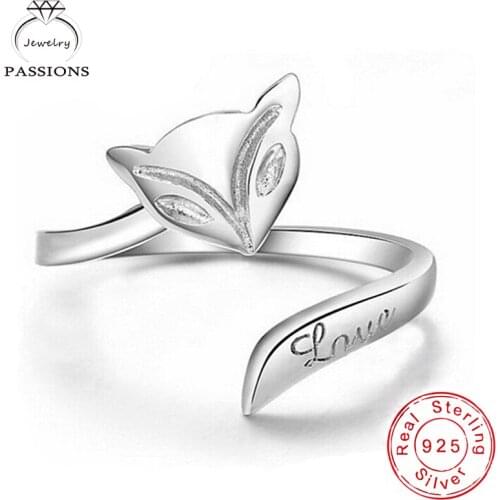 Fashion Personality 925 Sterling Silver Rings Open Adjustable Finger Ring Exquisite Fox Design Rings Women Gift LYNNE Jewelry