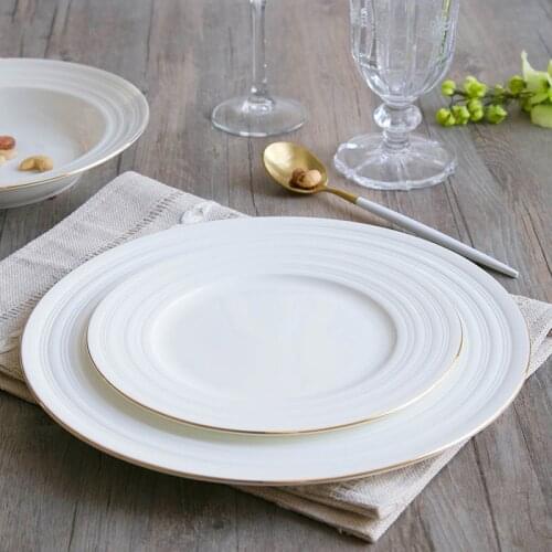 Phnom Penh tableware set pure white steak tray Western-style dish porcelain plate Bone