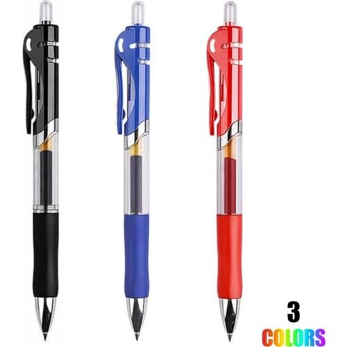 Retractable Gel pen Set 0.5mm Black/Red/Blue Large Capacity Ball Point Pen Handle Replaceable Refills Rod School Office Supplies