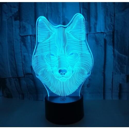 Wolf 3d Remote Control Night Acrylique Usb Desk Lamp Colorful Touch Led Vision Lamp Gift Decorative Small Table Lamps