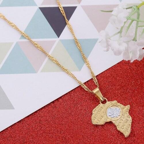 Wholesale Women Gold Cannabiss Small Weed Charm Necklace African Map Pendant Jewelry