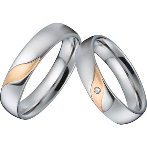 100pcs Custom handmade 316L stainless steel rings jewelry rose gold color wedding band couple Rings for men and women