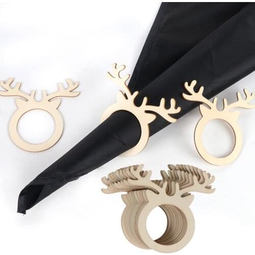Christmas Napkin Rings Wooden Reindeer Elk Napkin Holder Rings for Christmas Dinner Table Decorations Home Xmas Party New Year