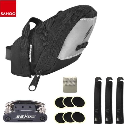 Sahoo 132006-1 Multifunctional 16-in-1 Bike Bicycle Repair Tool Kit Set With Wedge Pack Saddle Bag Type Lever Metal Rasp