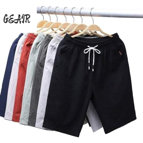 Pluz Size Mens Casual Linen Knee Shorts Summer Cotton Flax Beach Pants Clothing Streetwear Japan Comfortable Breathable Shorts
