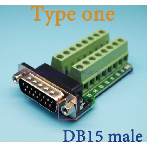 Male Parallel 2 rows 15 pins DB15 Serial port turn to wire terminals DR15 male socket turn to terminal
