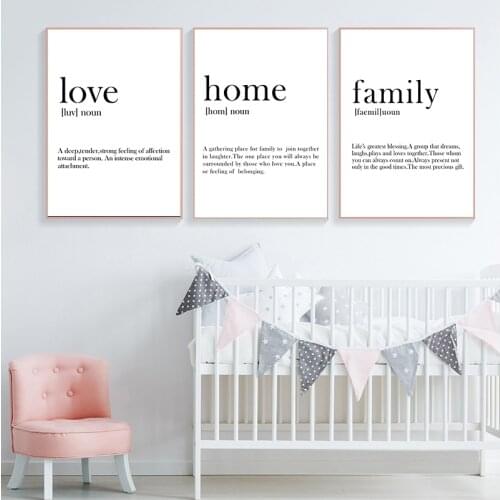 Nordic Minimalist Canvas Painting Love Home Family Quote Poster Print Modern Wall Art Wall Pictures for Living Room Home Decor