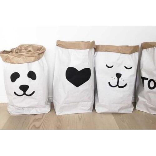 Nordic Style Kraft Paper Storage Bag Children Kids Toys Clothing Organizer Eco-Friendly Children Room Decoration Nursery B639