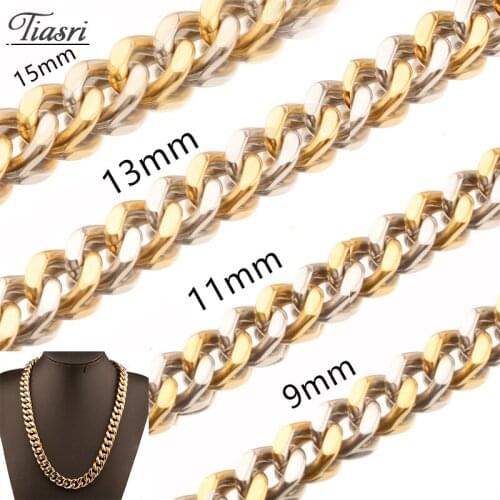 Tiasri Chain Necklace Curb Cuban Link Chain For Man High Quality Stainless Steel Bracelet Gothic Hip-Hop Boys Jewelry Wholesale