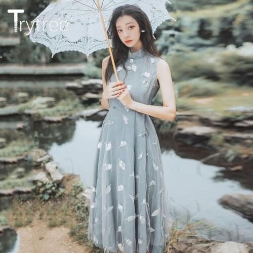 Голубые летние платья Trytree China At AliExpress