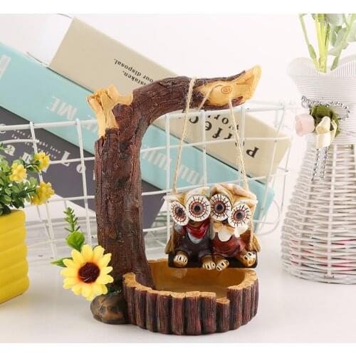 Creative Home Craft Swing Toy Gifts Tree Stump Swing Owl Ornament Bedroom Home Decoration Dolls Wholesale Birthday Presents