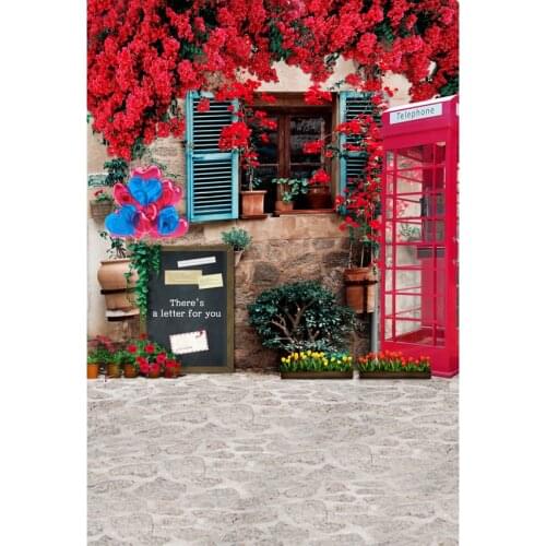Vinyl Photography Background Plant Floral Flower Western Wood Window Telephone Booth Photo Backdrop for Photo Studio S-208