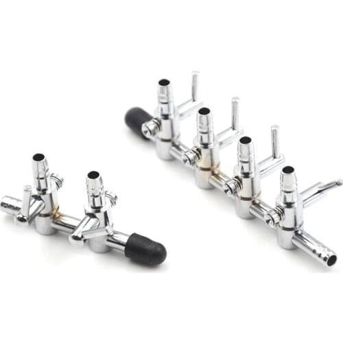 1 2 3 4 5 Way Stainless Steel Aquarium Tank Air Pump Air Flow Splitter Air Flow Tube Pipe Line Control Valve Switch Valve