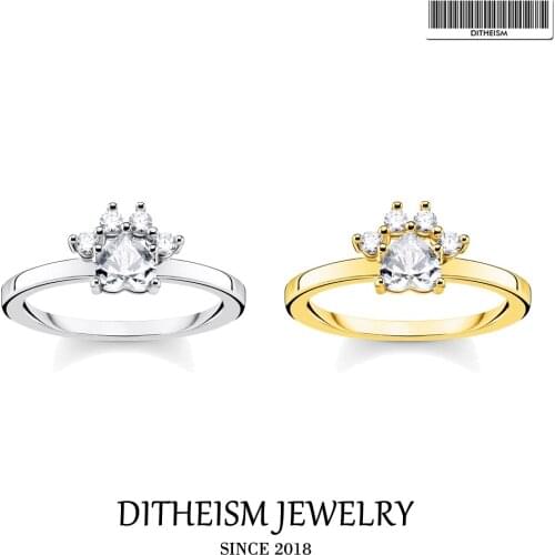 Ring Cat Paw White Stones 925 Sterling Silver Gold Color 2021 New Fine Women Jewelry Romantic Cute Bijoux Gift For Girlfriends