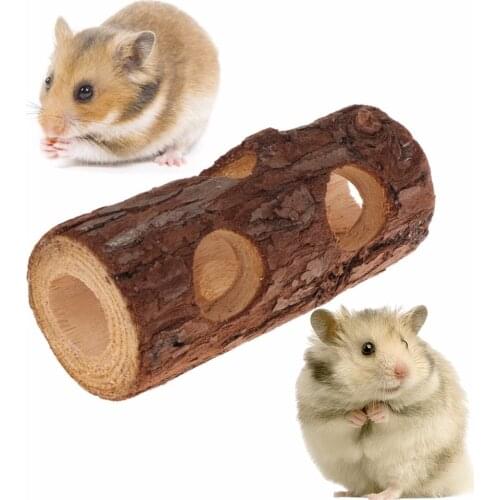 Hamster Tunnel Pipe Shape Natural Wood Chew Toys Small Pets Squirrel Guinea Pig Chinchilla Small Animal Supplies C42