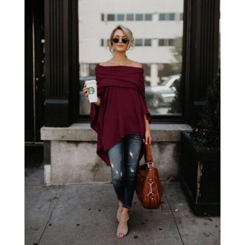 Winter Womens long sleeve Pullover Jumpers Poncho Cape Tops Cardigans Outwear