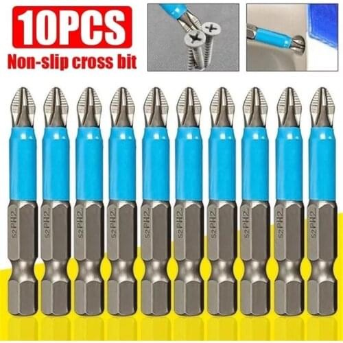 10Pcs 50/90mm PH2 Cross bit drill Head Screwdriver Bits Hand Tools Anti Slip Electric Hex Shank Magnetic Screwdriver Drill Bit