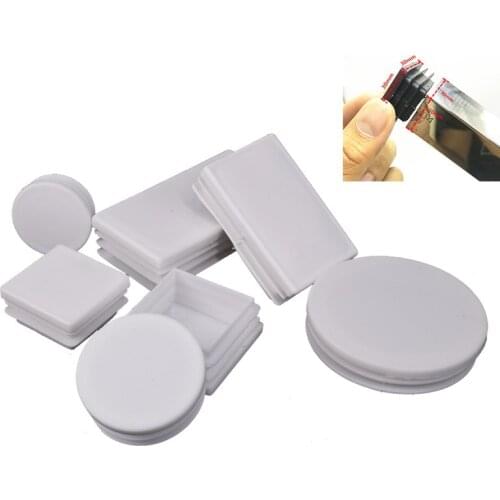 10pcs Round pipe plug White Plastic tube end cap Anti Slip Alloy ladder chair Furniture Leg Blanking hole dust cover Feet