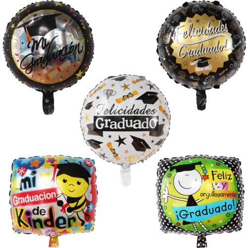10pcs Spanish Balloons Round Graduation 2021 Balloons Grad Globos Congratulate Gift Back To School Party Decoration Supplies