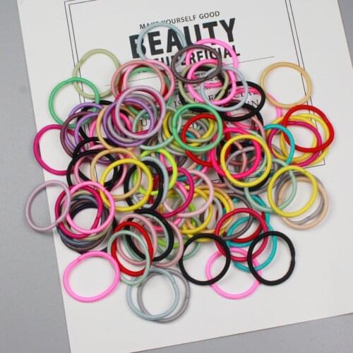 100 Pcs/lot Girls Small Colorful Hair Bands for Thin Hair Ties 2MM Elastic Little Girl Kid Hair Accessories 2.2CM
