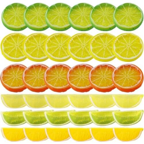 36Pcs Artificial Fruit Realistic Decorative Faux Lemon Slice Fake Lemon Block For Wedding Garden Kitchen Decor Festive Supplies