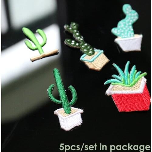 5pc/lot iron on cactus patches for clothing Small embroidery ironing applique parches sticker for bags backpack jeans
