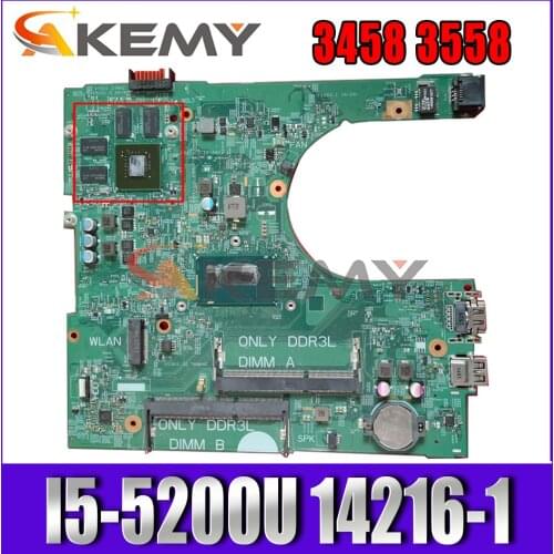 Akemy I5-5200U FOR Dell Inspiron 3458 3558 Laptop Motherboard 14216-1 1XVKN CN-0NWJK1 NWJK1 Mainboard 100% tested