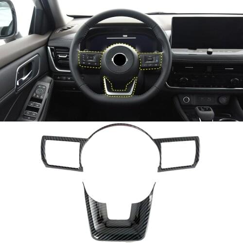 Car Accessories for Nissan Rogue X-Trail T33 2021 2022 Carbon Fiber Printed Interior Steering Wheel Decoration Cover Trim 2pcs