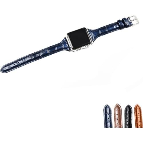 Bamboo crocodile patter Leather for Apple Watch Slim Bands 38MM 40mm 42MM 44mm for iWatch Womens Strap Classic Wristband Series