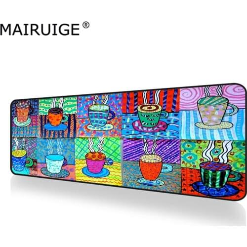 Large Mouse Pad Painted Doodle Coffee Cup Large Mousepad Gaming Desk Mat Keyboard Pad Mousepad 90x40cm/80x30cm