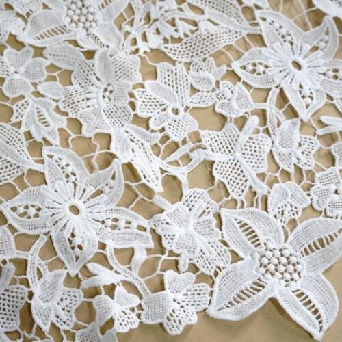 Guipure Floral High Grade Lace Fabric Hollow Out Water soluble Lace fabric For DIY Garment Party Wedding Dress Bridal Gown