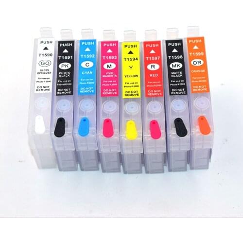 For Epson Stylus R2000 Printer Ink Cartridge for Epson T1590-T1599 Refillable Ink Box with ARC Chip 8color*15ml