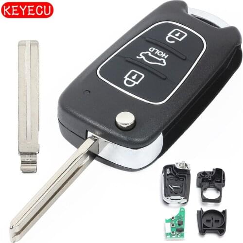 Keyecu Upgraded Flip Remote Key 3 Button Fob 433MHz ID46 for Kia Carens 2011-2014