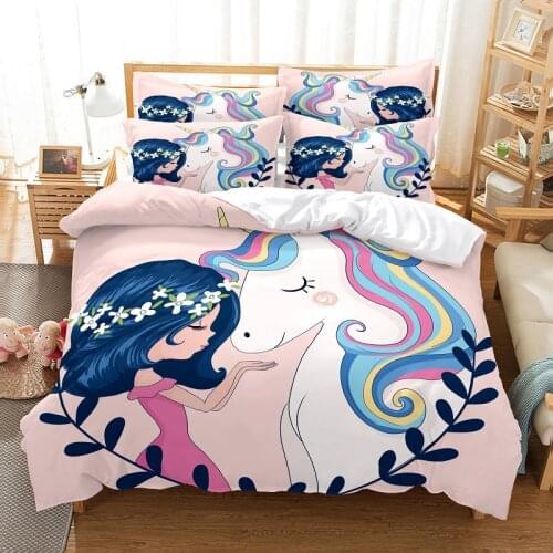 Girls And Unicorns Bedding Set Duvet Cover Set 3d Bedding Digital Printing Bed Linen Queen Size Bedding Set Fashion Design