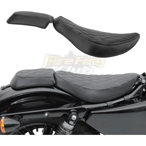 Leather Moto Solo Rider Driver Cushion Seat Two-Up Seat Rear Passenger Pillion Pad For Harley Sportster XL 48 883 1200 2004-2018