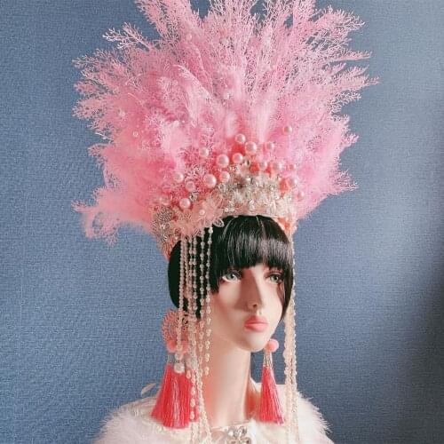 Beautiful Wedding Bride Hats Exaggerated Model Show Catwalk Head wear Fashion Headdress Studio Photo Shoot Accessories