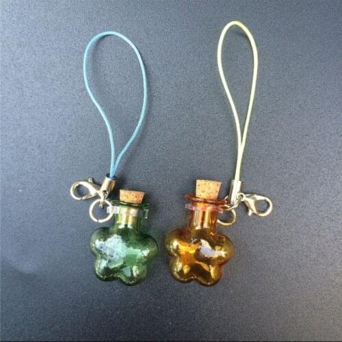 Mini Glass Bottles Pendant With Key Chains Lobster Clasp Bottles Handmade Flowers Pendant Gift Bottles Mix 7Colors Free Shipping
