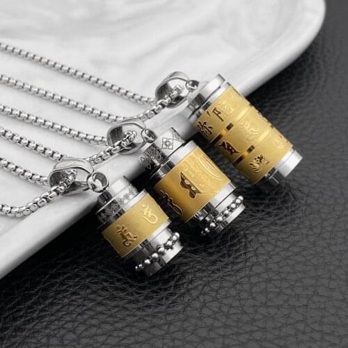 Fashionable Titanium Steel Six-Word Mantra Pendant Stainless Steel Jewelry Amulet Transfer Pendant