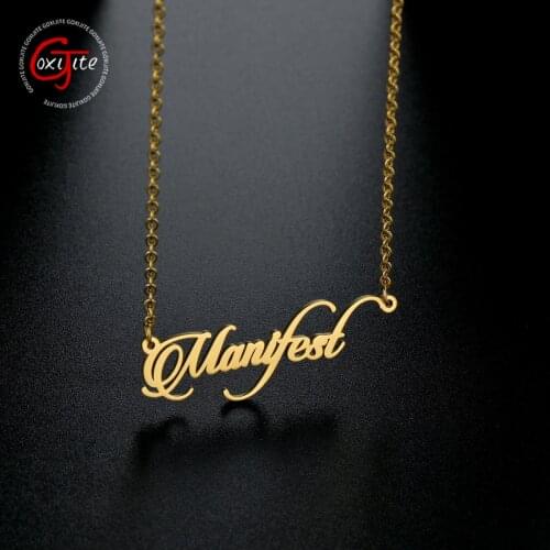 Goxijite Trendy Custom Women Name Necklace Stainless Steel Personalized Exquisite Letter Nameplate Pendent Jewelry Gift