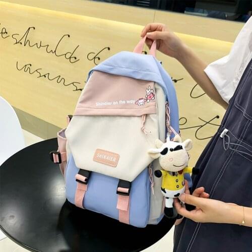 Trendy Preppy Kawaii Women Backpack Teenage Girl Fashion Bookbag Ladies Laptop Cute Backpack Student Female School Bags Nylon