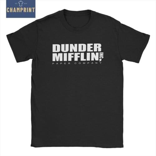 Mens T-Shirts Dunder Mifflin Inc Paper Company The Office 100% Cotton Tees Short Sleeve Tv Show T Shirts Tops Original