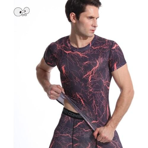 Men Compression Skin Tight Running Shirts High Elastic Short Sleeve Jerseys Rashguard Crossfit Exercise Workout Fitness Tops